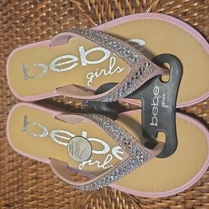 Bebe Girls Pink Sandals with Silver Accents